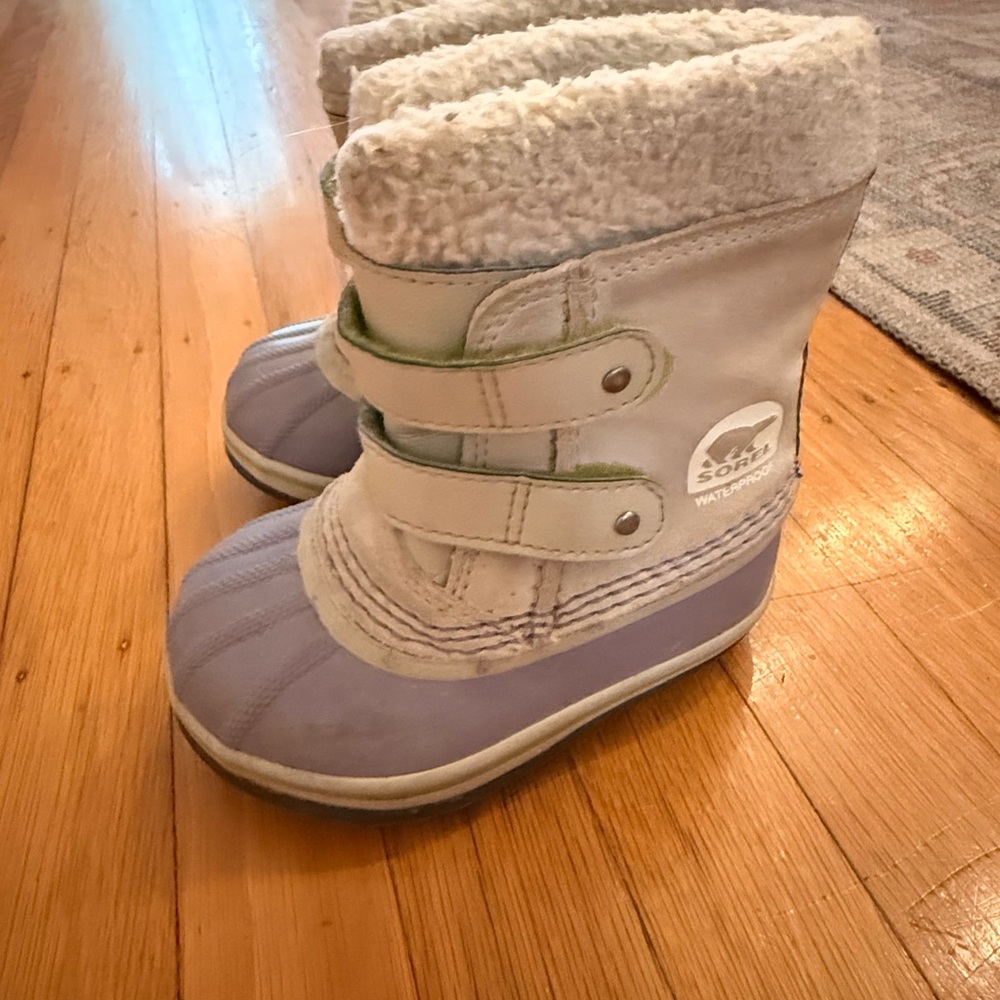 Sorel Kids Purple and Cream Waterproof Snow Boots